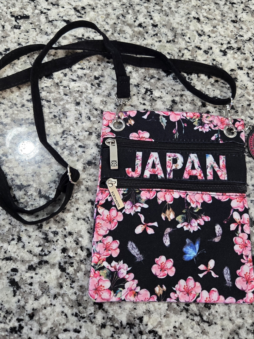 Robin Ruth Floral 'JAPAN' Crossbody Bag with Pink Blossoms